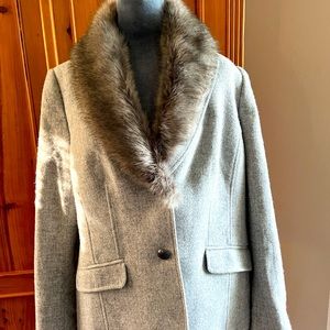 NWOT Talbots Classic Shetland Blazer Fur Trimmed Size 12
